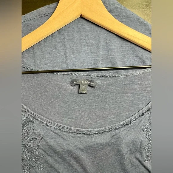 Embroidered Navy Top - Picture 6 of 7